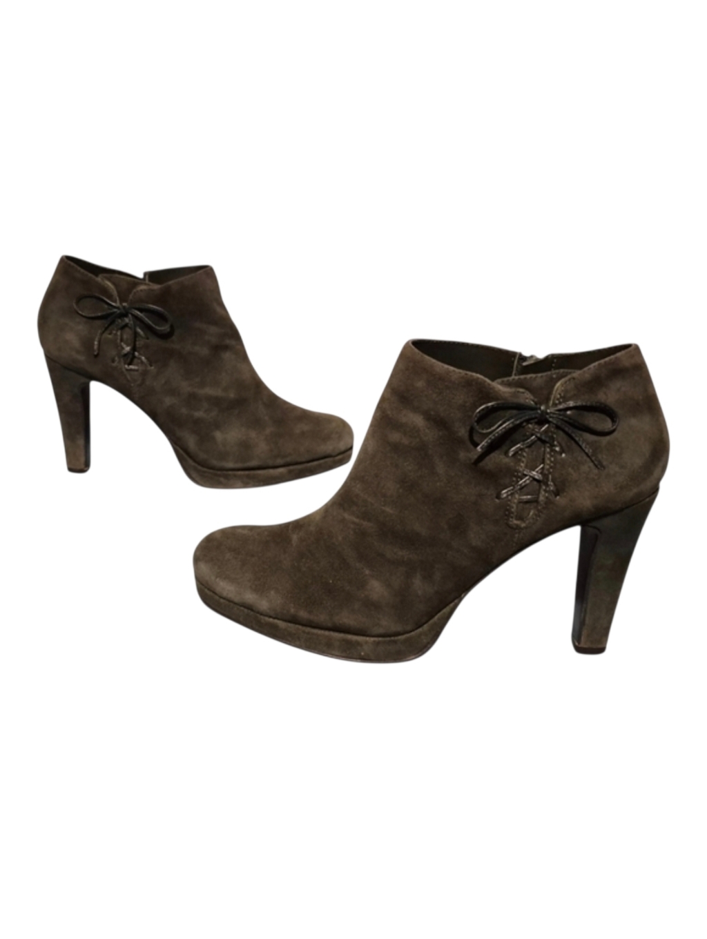 Bandolino Forest Green Suede Side-Zip Heeled Ankle Booties Boots Women's 6.5m